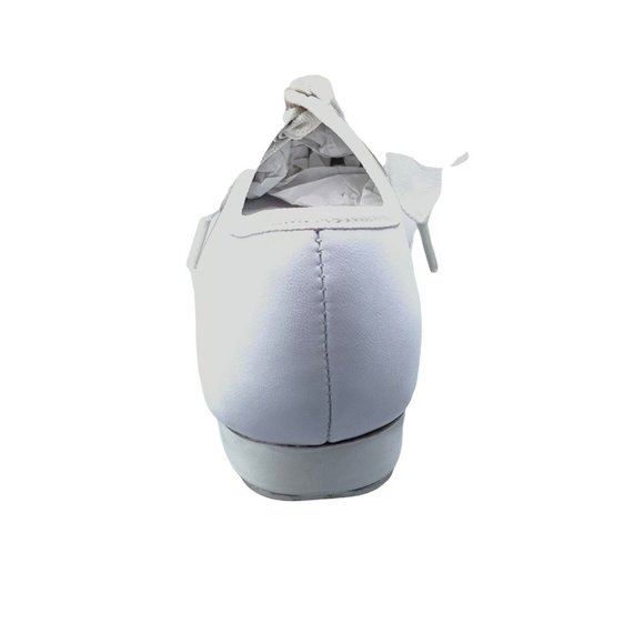 Toddlers Bow Tie White Tap Shoes Tyette Size 8.5 Recital Dance Class Leather New - Picture 6 of 8